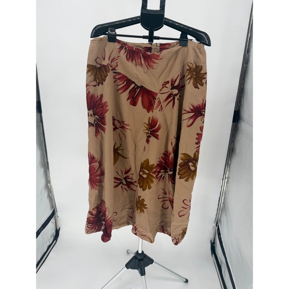 Cato Dresses & Skirts - Cato Maxi Skirt Women 18/20W Tan Red Floral Linen Blend Excellent Boho Long